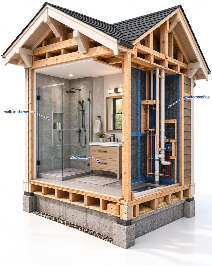 Bathrooms, 3D model of the work